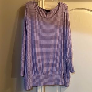 Lane Bryant Long Sleeve Striped Boatneck
Banded-Hem Top Size 26/28